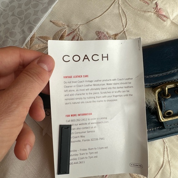 Coach Blue Leather and Shearling Trim Wristlet - Picture 4 of 5